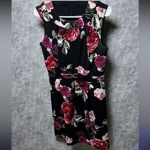 Enfocus Studio Black Dress with Red Floral Design